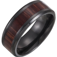 Titanium and Ash wood men's wedding band.