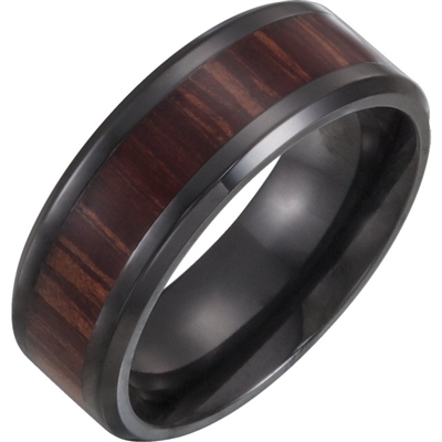 Titanium and Ash wood men's wedding band.