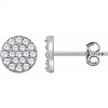 This 14k white gold pair of diamond stud earrings feature round brilliant diamonds.