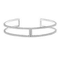 This 14k white gold diamond cuff bangle features 0.75 carats of round brilliant diamonds.