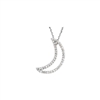 A 14k white gold diamond moon necklace with 0.20 carats of round diamonds.