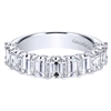 This emerald cut diamond wedding band set in white gold has 2.50 carats of diamonds shining up and down this diamond wedding band.