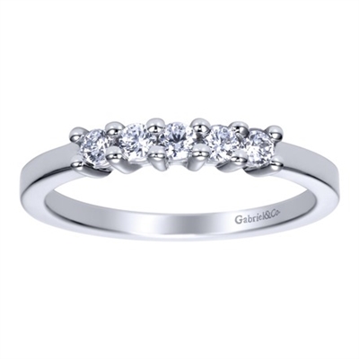 14K White Gold 5 Stone Diamond Wedding Band