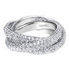 This triple rolling diamond ring features 3.24 carats of diamond brilliance in 14k white gold.