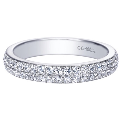 This beautifully designed diamond wedding band combines two rows of round brilliant diamonds and over one half carat of diamond shine.