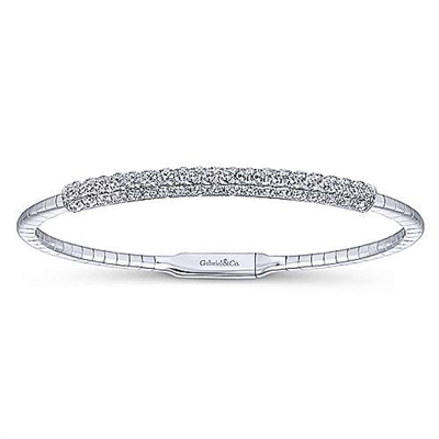 This stylish 14k white gold diamond bangle features over 2 carats of diamonds.