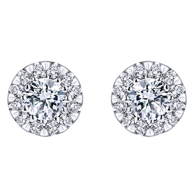 Brilliant diamond studs with one quarter carats of diamonds shimmer in this cleverly styled 14k white gold pair of earrings.