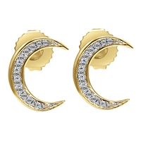 14k yellow gold diamond moon earrings with 0.14 carats in total diamond weight hanging from these celestial studs.