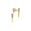 14k yellow gold diamond bar stud earrings with diamonds.