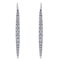 This brave pair of 14k white gold diamond dangle earrings has all the attitude and style that almost 2/3 carats of round diamonds can deliver.