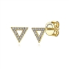 This 14k yellow gold pair of diamond stud earrings are set into triangles.