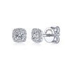 This 14k white gold diamond cushion cluster stud earring features 0.28 carats of diamonds.