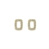 This 14k yellow gold pair of diamond stud earrings feature a rectangle shape.