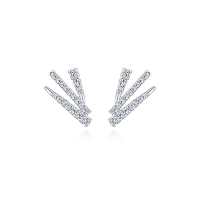 Bar style diamond stud earrings with one quarter carats of diamonds.