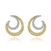 This 14k yellow and white gold diamond stud earrings feature 0.38 carats of diamond shine in a crescent moon shape.