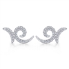 In 14k white gold, with diamonds, stud earrings.