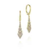 This 14k yellow gold diamond chevron pair of earrings features 0.27 carats of diamonds.