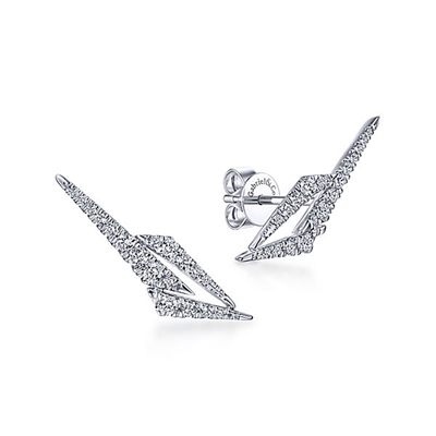 This 14k white gold diamond stud earring features one third carats of diamond shine.