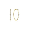 14k yellow gold diamond hoops with round brilliant diamonds.