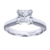 What more could anyone ask for than a beautifully cut princess diamond with a polished band in white gold or platinum in this contemporary solitaire engagement ring.