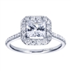 This beautifully crafted diamond halo engagement ring is fit for a princess (and a princess cut diamond!), with over one third carats of diamonds in your choice of metal, made available by Gabriel & Co.