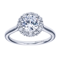 14K White Gold Contemporary Halo Engagement Ring