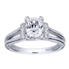 This split shank diamond engagement ring is in a solitaire style with the round diamonds assembling at the center, surrounding the oval cut diamond of your choice.