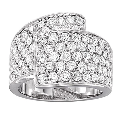 White Gold Pave Overlapping Diamond Ring