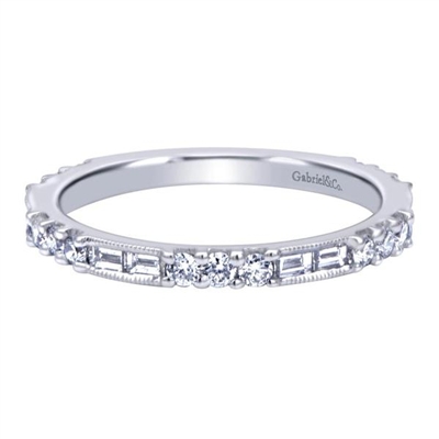 This straight 14k white gold diamond band stack ring is covered with over one half carats in beautiful diamonds, get yours today and start stacking away!