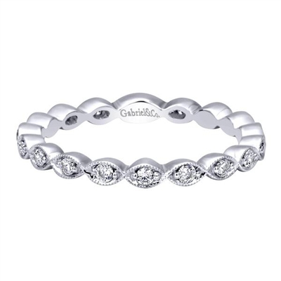 Diamond beads band together to create this beautifully styled 14k white gold diamond bead stack ring featuring over one quarter carat of round brilliant diamonds.