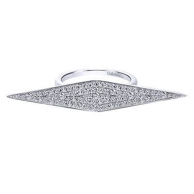 This diamond studded ring can't stick to only one finger, with a diamond area that stretches the length of your hand, all in 14k white gold!