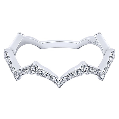 14K White Gold Diamond Tiara Stackable Ring