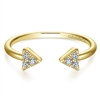 This 14k yellow gold diamond triangle stackable ring features diamond accents.