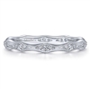 14k white gold milgrain diamond stackable ring.