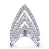 This 14k white gold diamond ring features a triple row of diamonds in this diamond fashion ring.