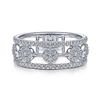 This modern classic features nearly one half carats of diamonds shimmering in cluster stations in 14k white gold.
