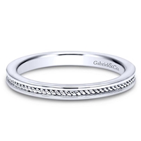 This 14k white gold stackable ring features a rope that wraps around your finger.