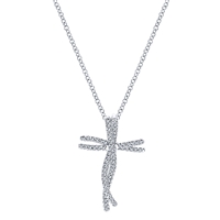 One quarter carats of diamonds shine in this fashionable cross in 14k white gold.