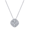 Three quarter carats of round brilliant diamonds dangle from 14k white gold in this necklace.