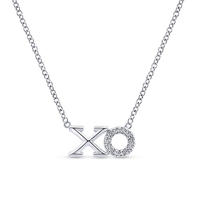 14K White Gold Diamond XO Necklace