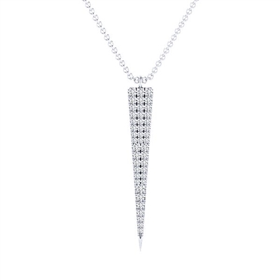 A beautiful 14k white gold diamond drop necklace with one third carats of diamonds.