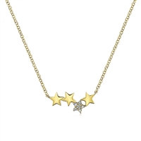 This 14k yellow gold diamond star necklace features delicate diamond accents.