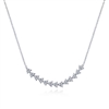 This triangle diamond bar necklace features nearly one half carats of round brilliant diamonds.