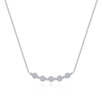 This graceful bar necklace is curved in 14k white gold.