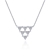 A 14k white gold diamond triangle necklace with 0,18 carats of round brilliant diamonds.