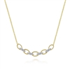 This 14k two tone diamond link and loop necklace features round brilliant diamonds.