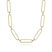 A 14k yellow gold long link necklace.