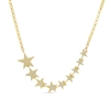 A 14k yellow gold diamond star necklace with round brilliant diamond accents.