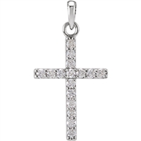 A beautifully simple quarter carat diamond cross necklace with a sturdy, 14k white gold link chain.