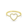 This open heart ring features round brilliant diamond accents.